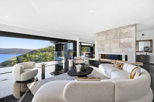 Modern living room with stunning sea view
