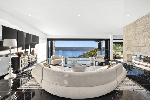 Luxurious living room with ocean view